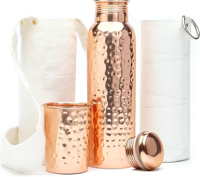 100% Pure Copper Water Bottle + 1 tumbler free